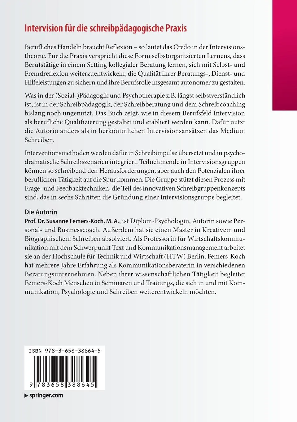 Rückseite: 9783658388645 | Intervision für die schreibpädagogische Praxis | Susanne Femers-Koch