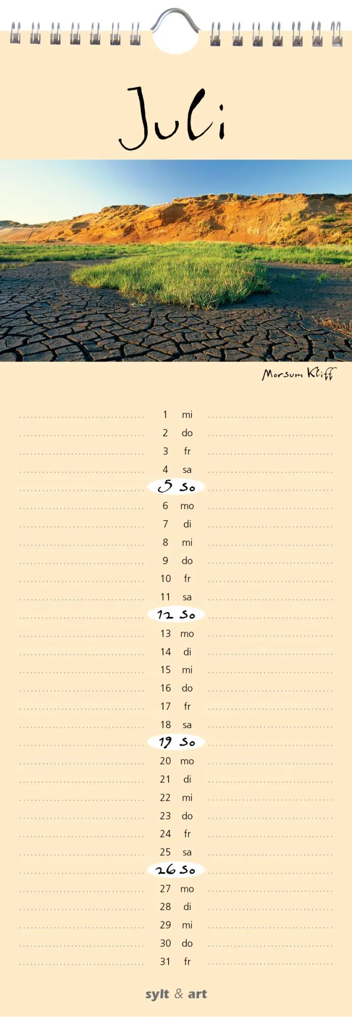 Bild: 9783944498645 | Sylt-die Insel 2026 Streifenkalender | Gernot Westendorf | Kalender