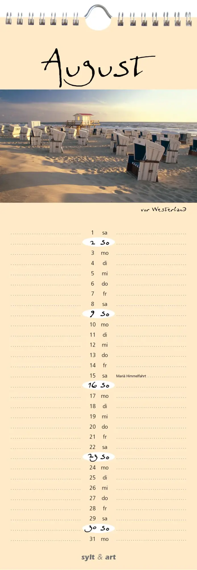 Bild: 9783944498645 | Sylt-die Insel 2026 Streifenkalender | Gernot Westendorf | Kalender