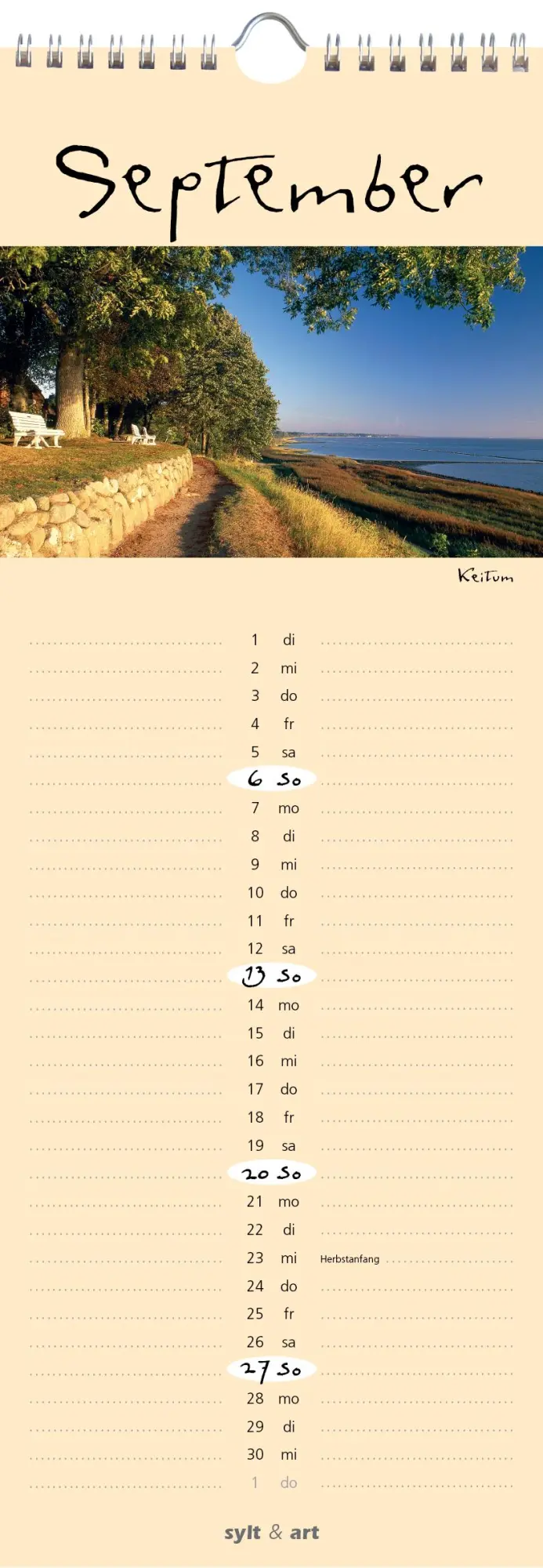 Bild: 9783944498645 | Sylt-die Insel 2026 Streifenkalender | Gernot Westendorf | Kalender