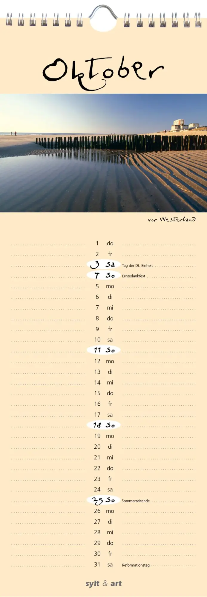 Bild: 9783944498645 | Sylt-die Insel 2026 Streifenkalender | Gernot Westendorf | Kalender