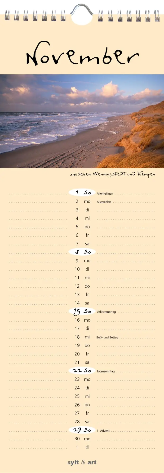 Bild: 9783944498645 | Sylt-die Insel 2026 Streifenkalender | Gernot Westendorf | Kalender