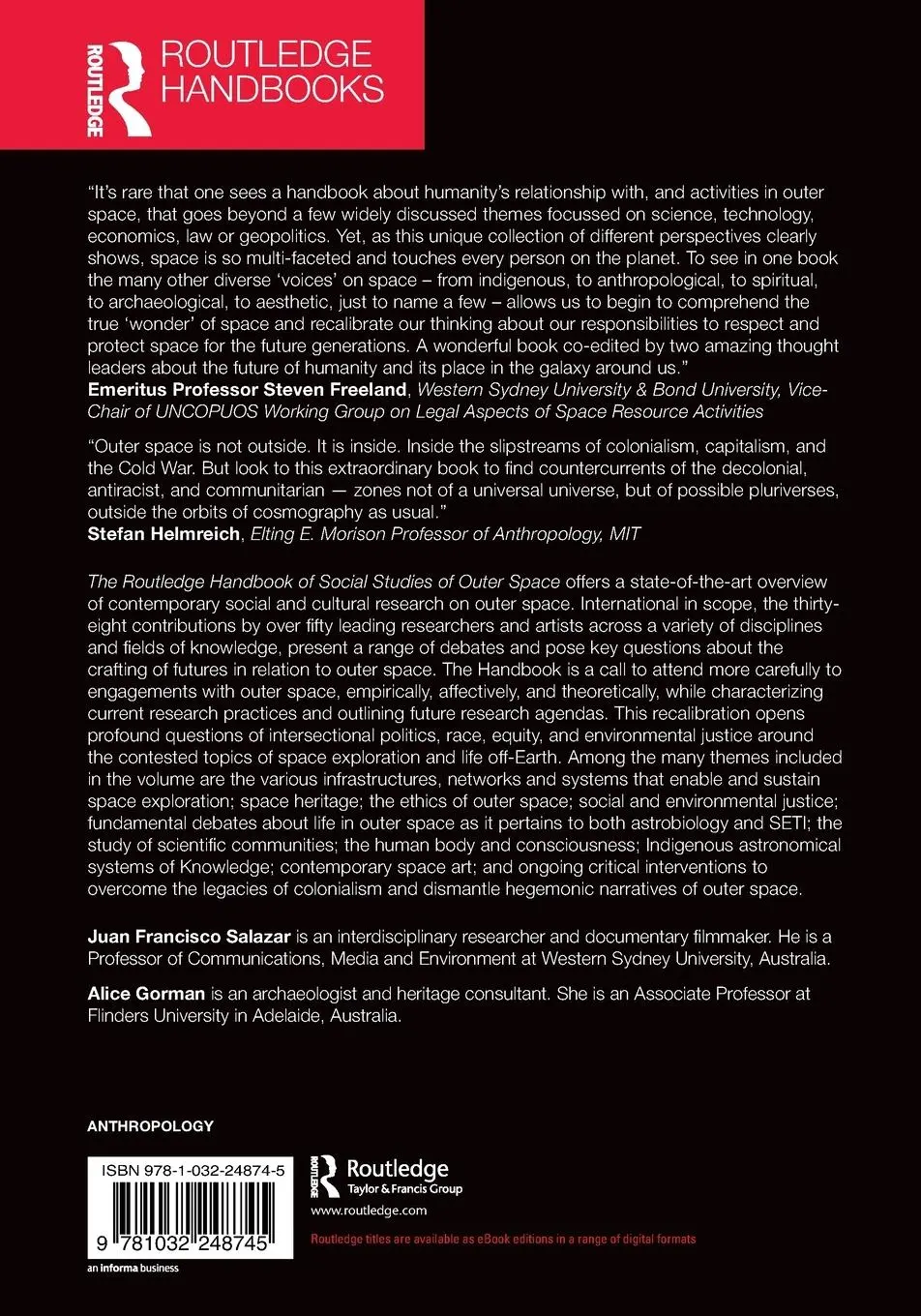 Rückseite: 9781032248745 | The Routledge Handbook of Social Studies of Outer Space | Taschenbuch