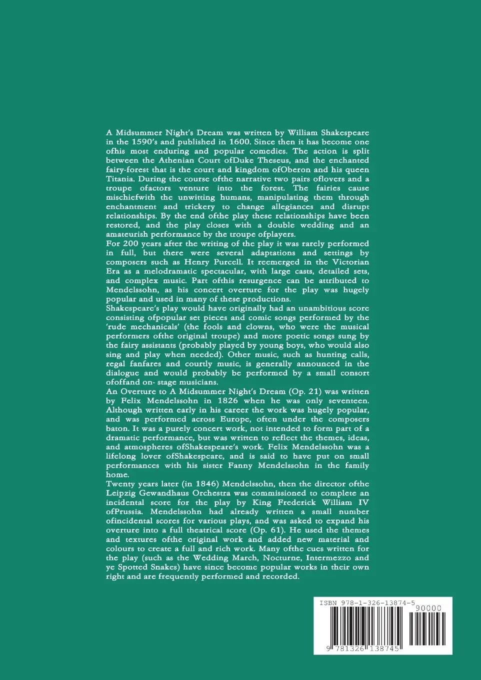 Rückseite: 9781326138745 | A Midsummer Night's Dream | Roman Benedict (u. a.) | Taschenbuch