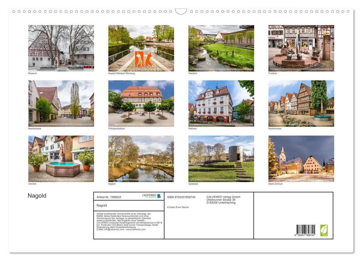 Bild: 9783457858745 | Nagold (Wandkalender 2026 DIN A2 quer), CALVENDO Monatskalender | 2026