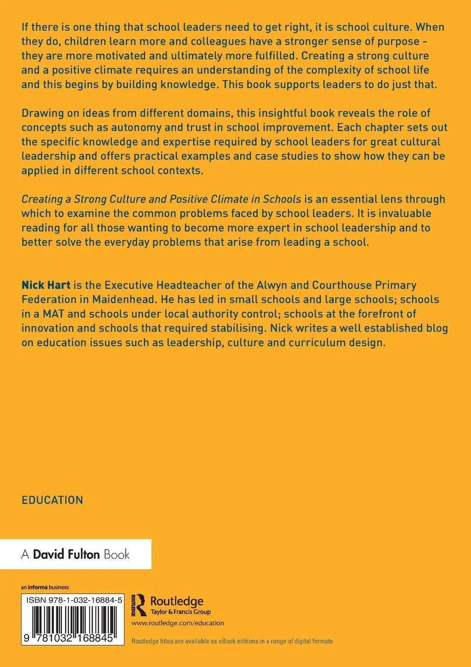 Rückseite: 9781032168845 | Creating a Strong Culture and Positive Climate in Schools | Nick Hart