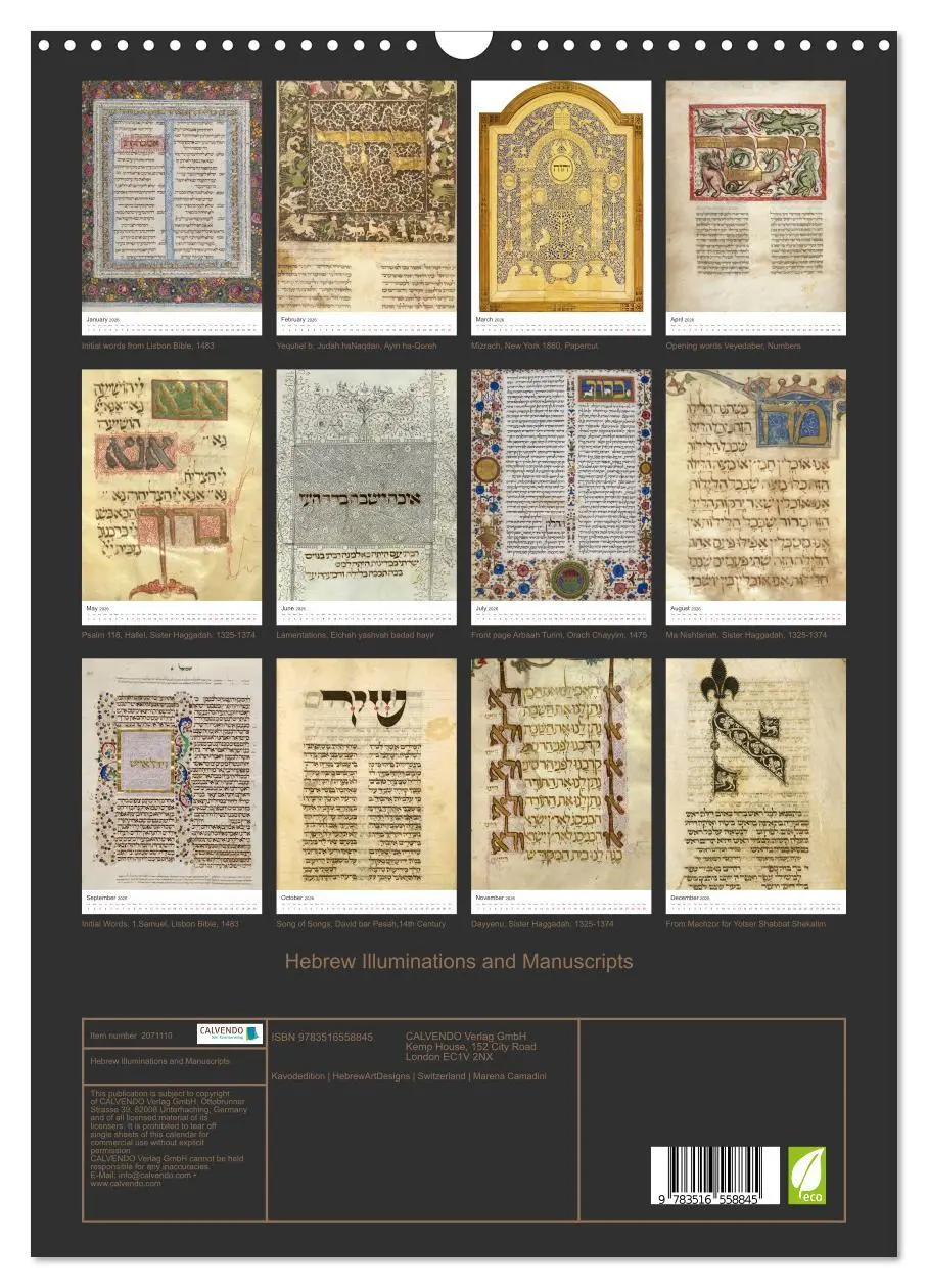 Bild: 9783516558845 | Hebrew Illuminations and Manuscripts (Wall Calendar 2026 DIN A3...