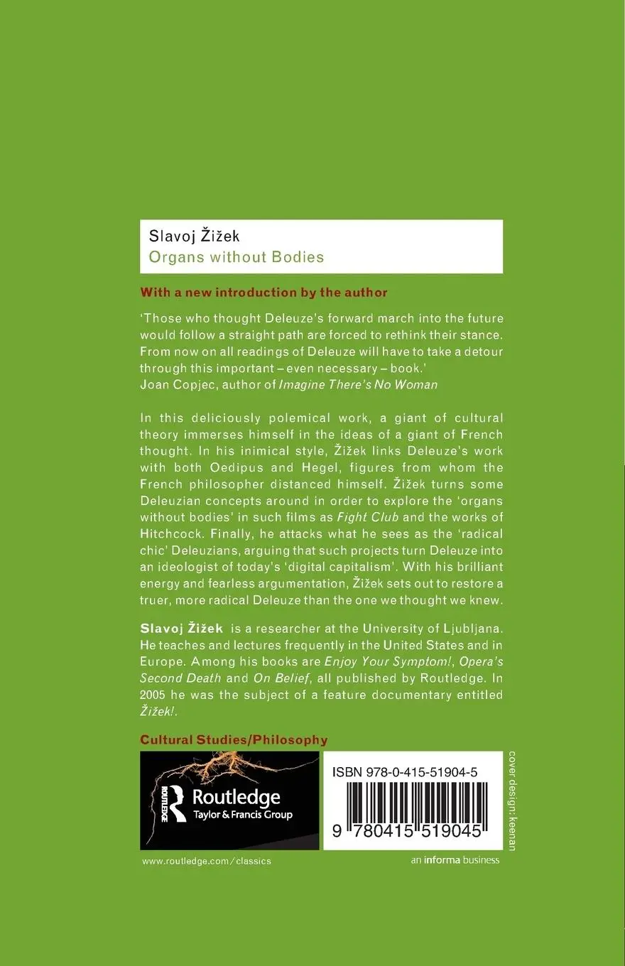 Rückseite: 9780415519045 | Organs without Bodies | On Deleuze and Consequences | Slavoj Zizek