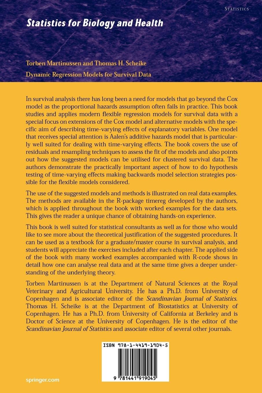 Rückseite: 9781441919045 | Dynamic Regression Models for Survival Data | Martinussen (u. a.)