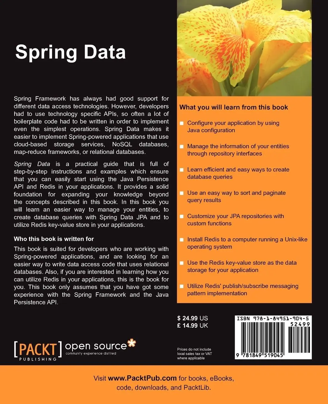 Rückseite: 9781849519045 | Spring Data | Petri Kainulainen | Taschenbuch | Englisch | 2012