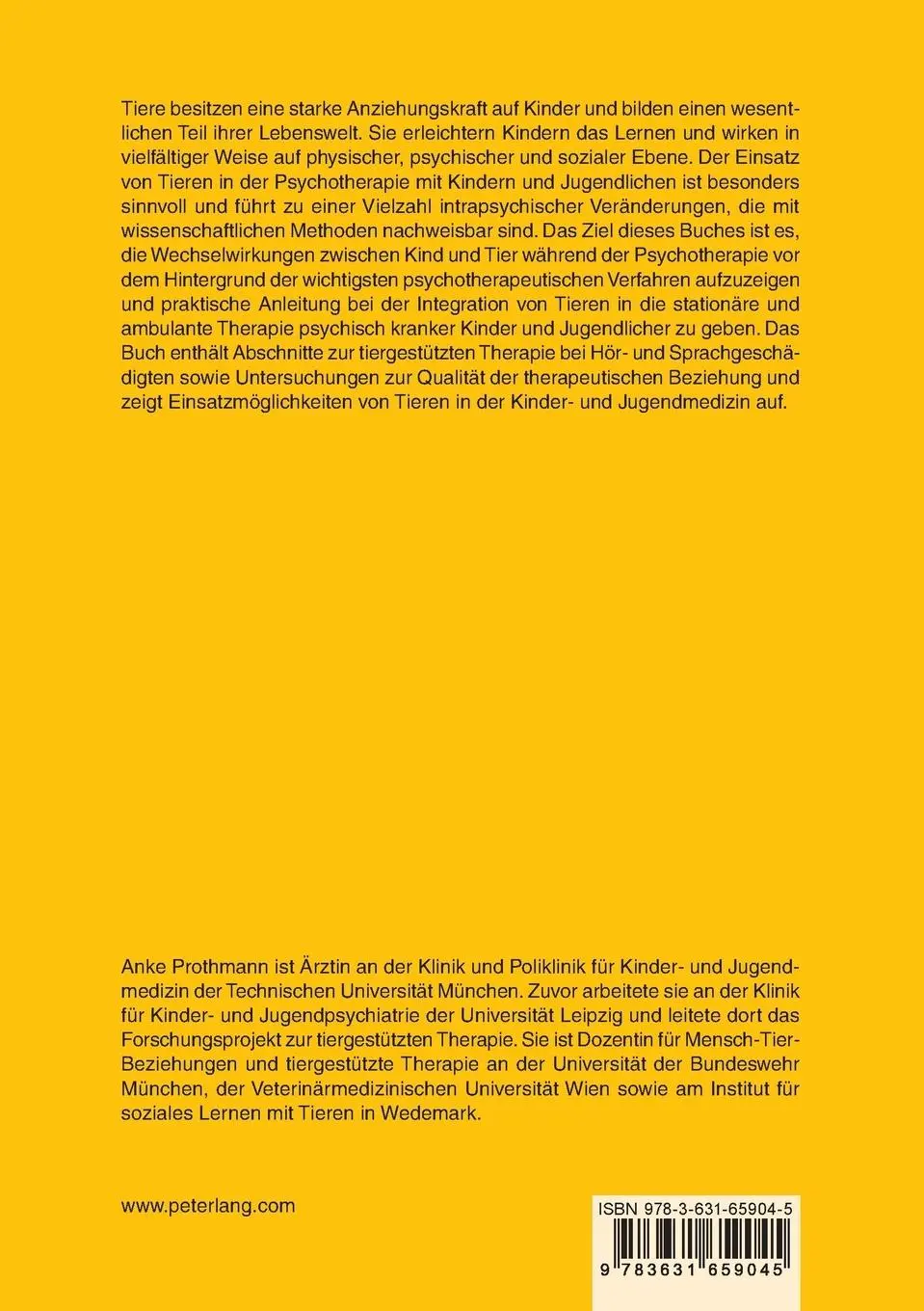 Rückseite: 9783631659045 | Tiergestützte Kinderpsychotherapie | Anke Prothmann | Taschenbuch