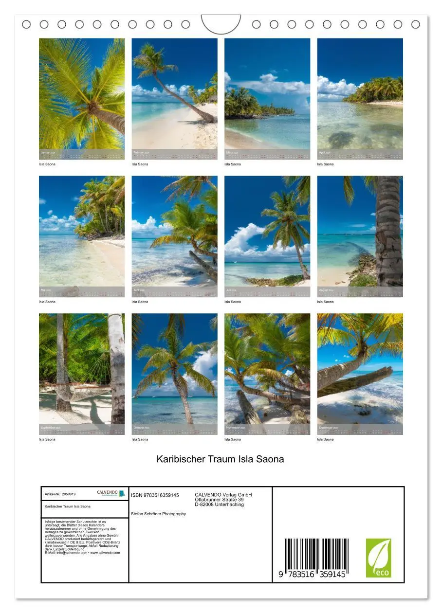 Bild: 9783516359145 | Karibischer Traum Isla Saona (Wandkalender 2026 DIN A4 hoch),...