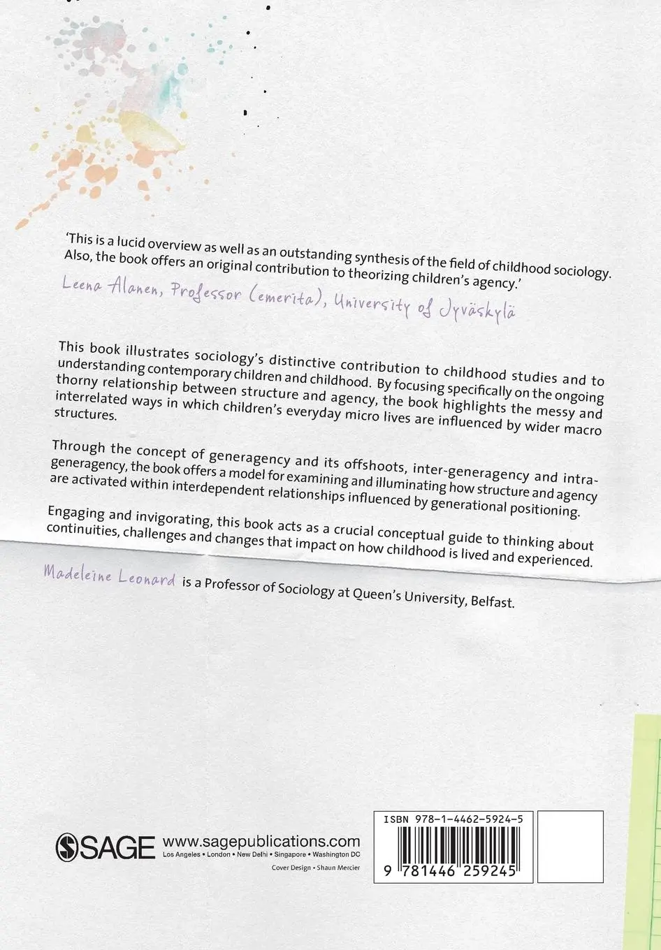 Rückseite: 9781446259245 | The Sociology of Children, Childhood and Generation | Leonard | Buch