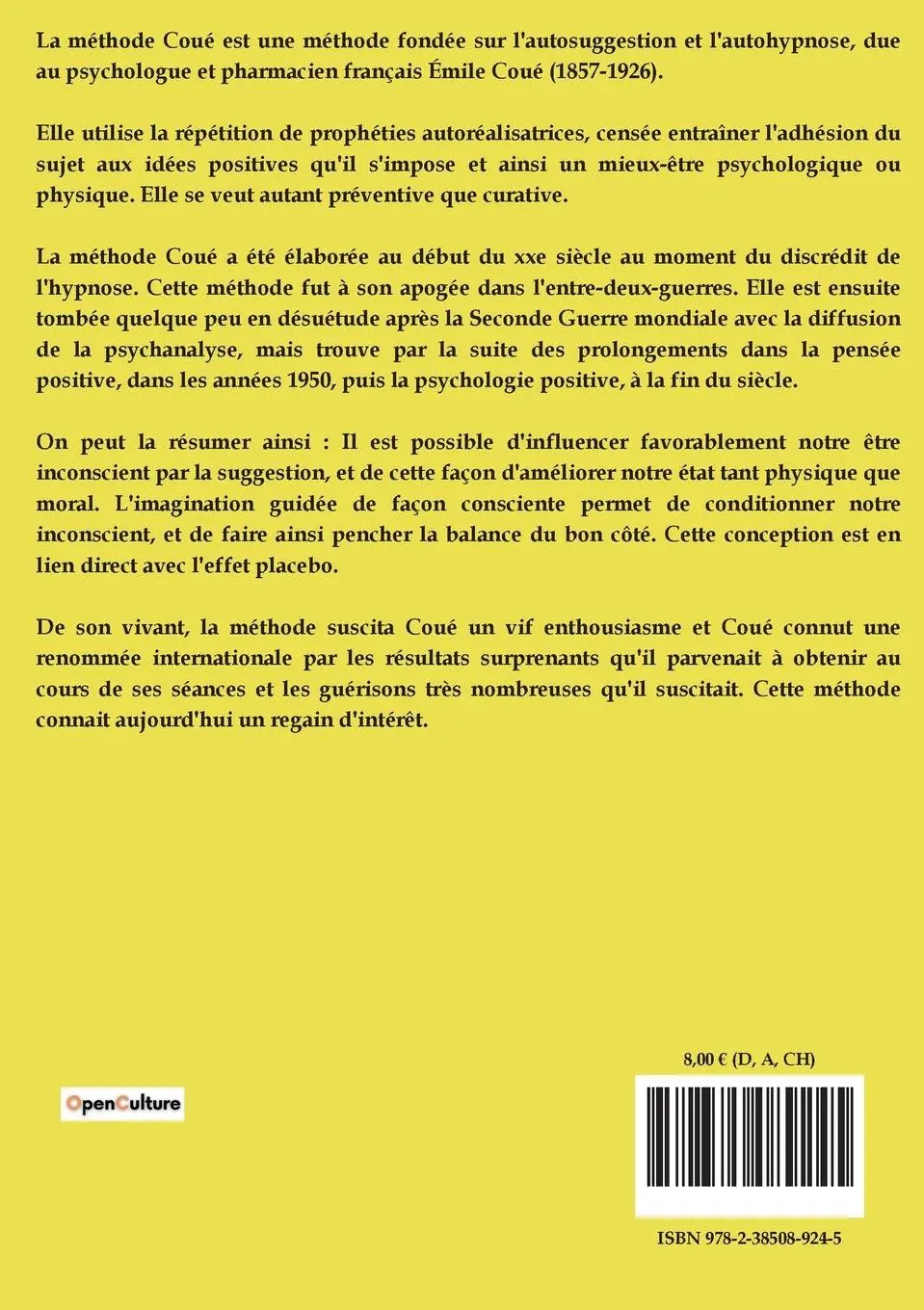 Rückseite: 9782385089245 | La maîtrise de soi-même par l'autosuggestion consciente | Emile Coué