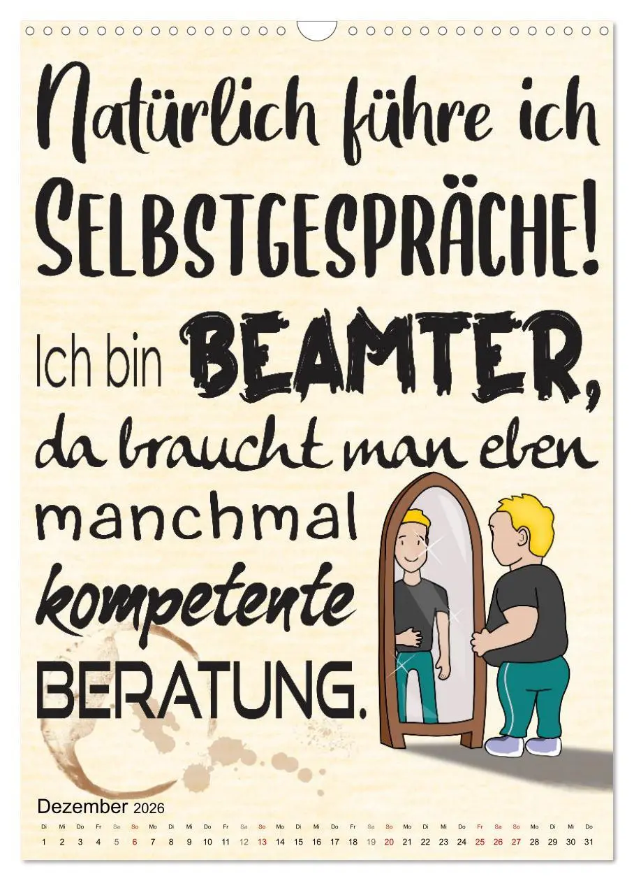 Bild: 9783516349245 | Beamten-Sprüche (Wandkalender 2026 DIN A3 hoch), CALVENDO...