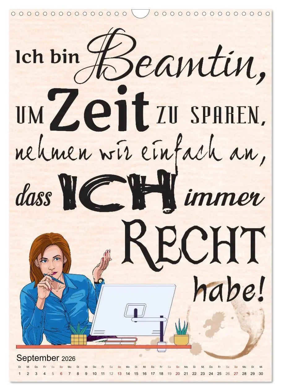 Bild: 9783516349245 | Beamten-Sprüche (Wandkalender 2026 DIN A3 hoch), CALVENDO...