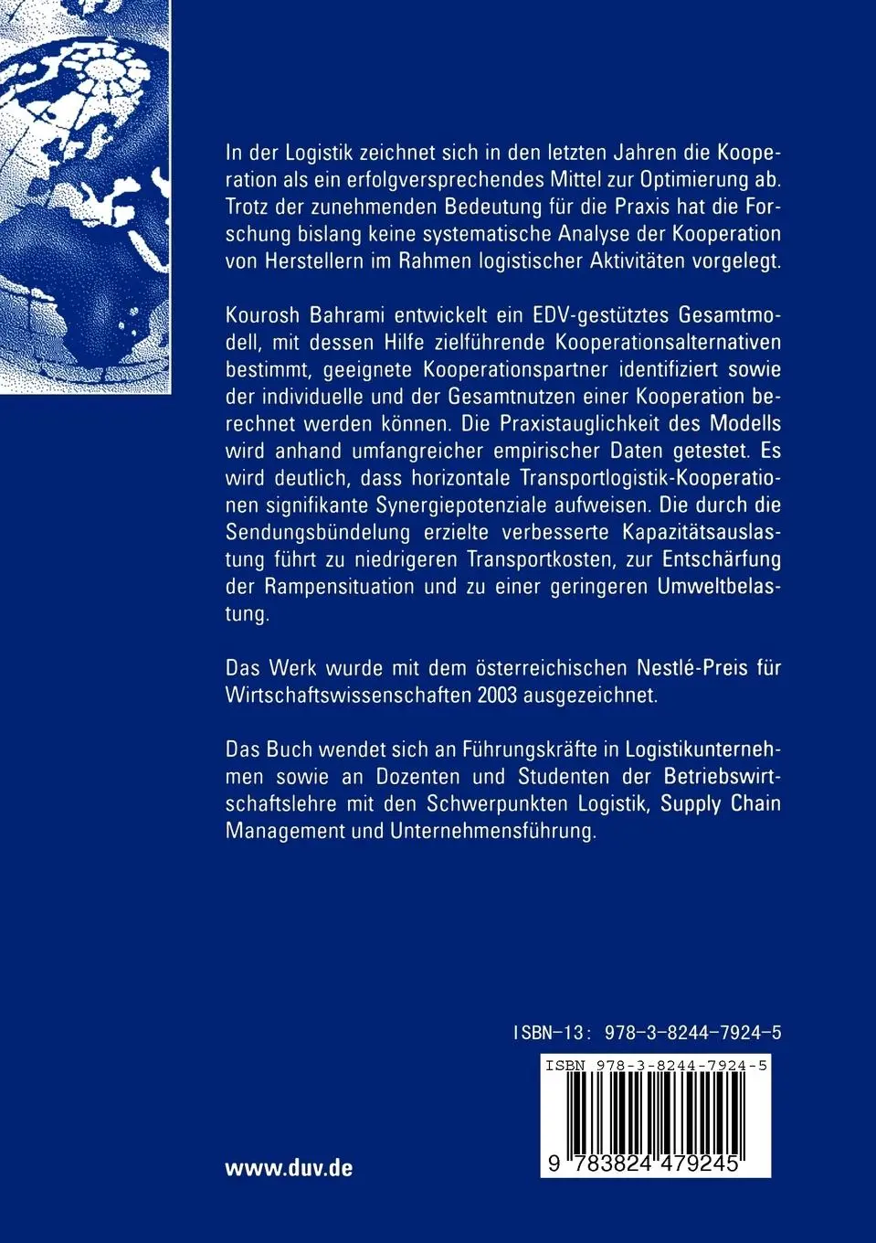 Rückseite: 9783824479245 | Horizontale Transportlogistik-Kooperationen | Kourosh Bahrami | Buch