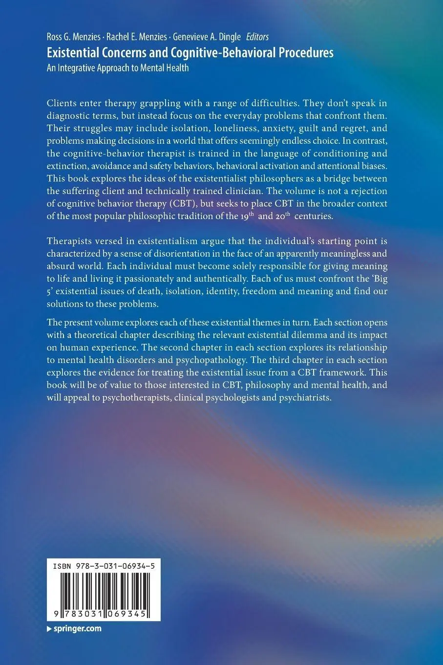 Rückseite: 9783031069345 | Existential Concerns and Cognitive-Behavioral Procedures | Taschenbuch