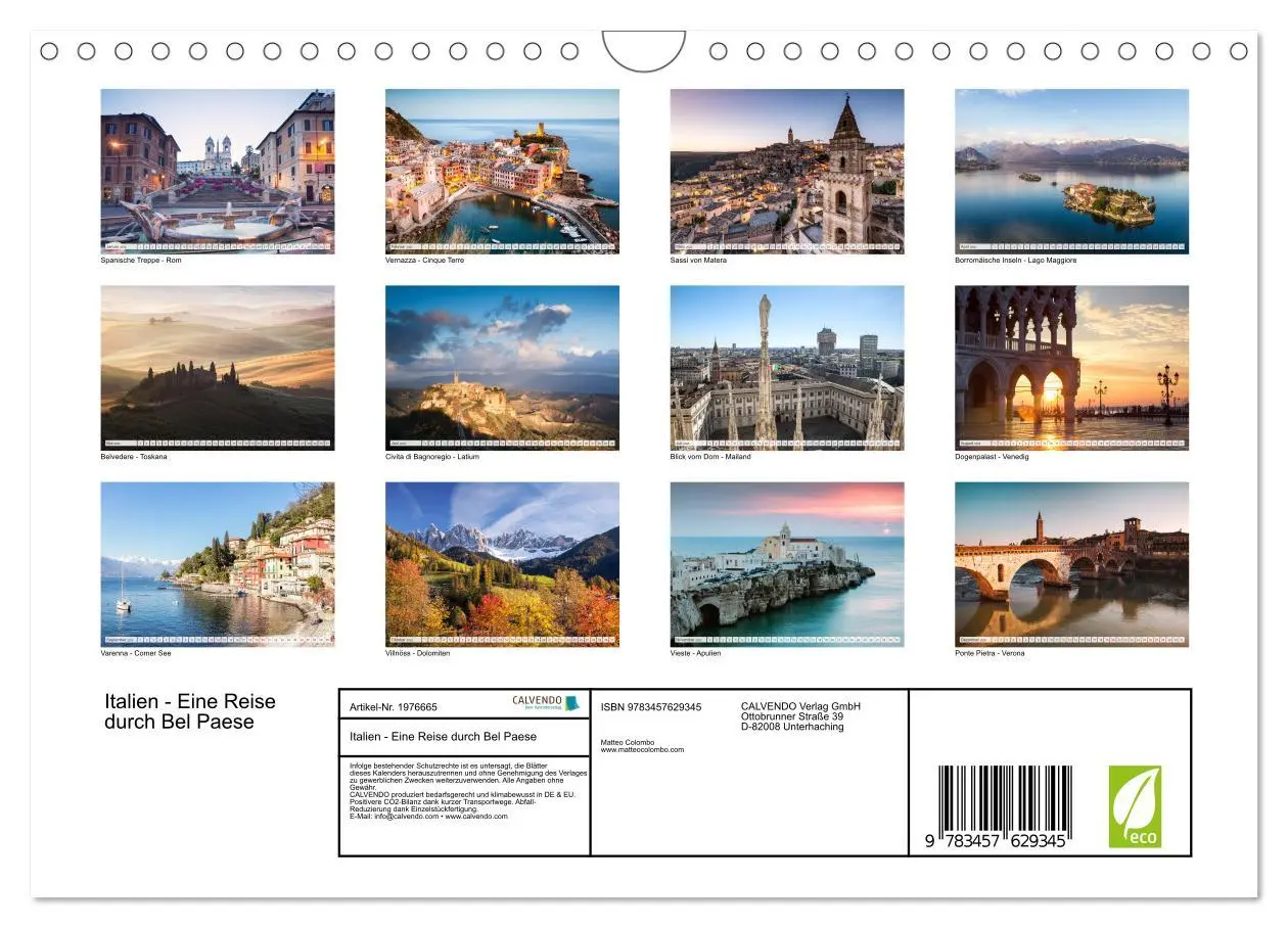 Bild: 9783457629345 | Italien - Eine Reise durch Bel Paese (Wandkalender 2026 DIN A4...