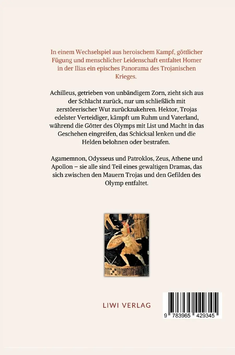 Rückseite: 9783965429345 | Homer: Ilias. Deutsche Übersetzung von Johann Heinrich Voß | Homer