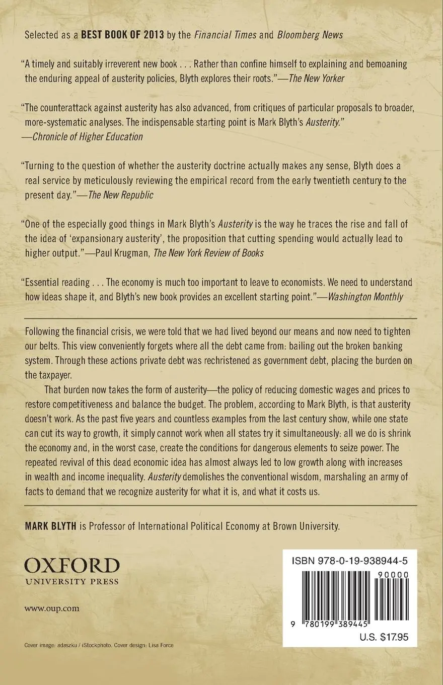 Rückseite: 9780199389445 | Austerity | The History of a Dangerous Idea | Mark Blyth | Taschenbuch