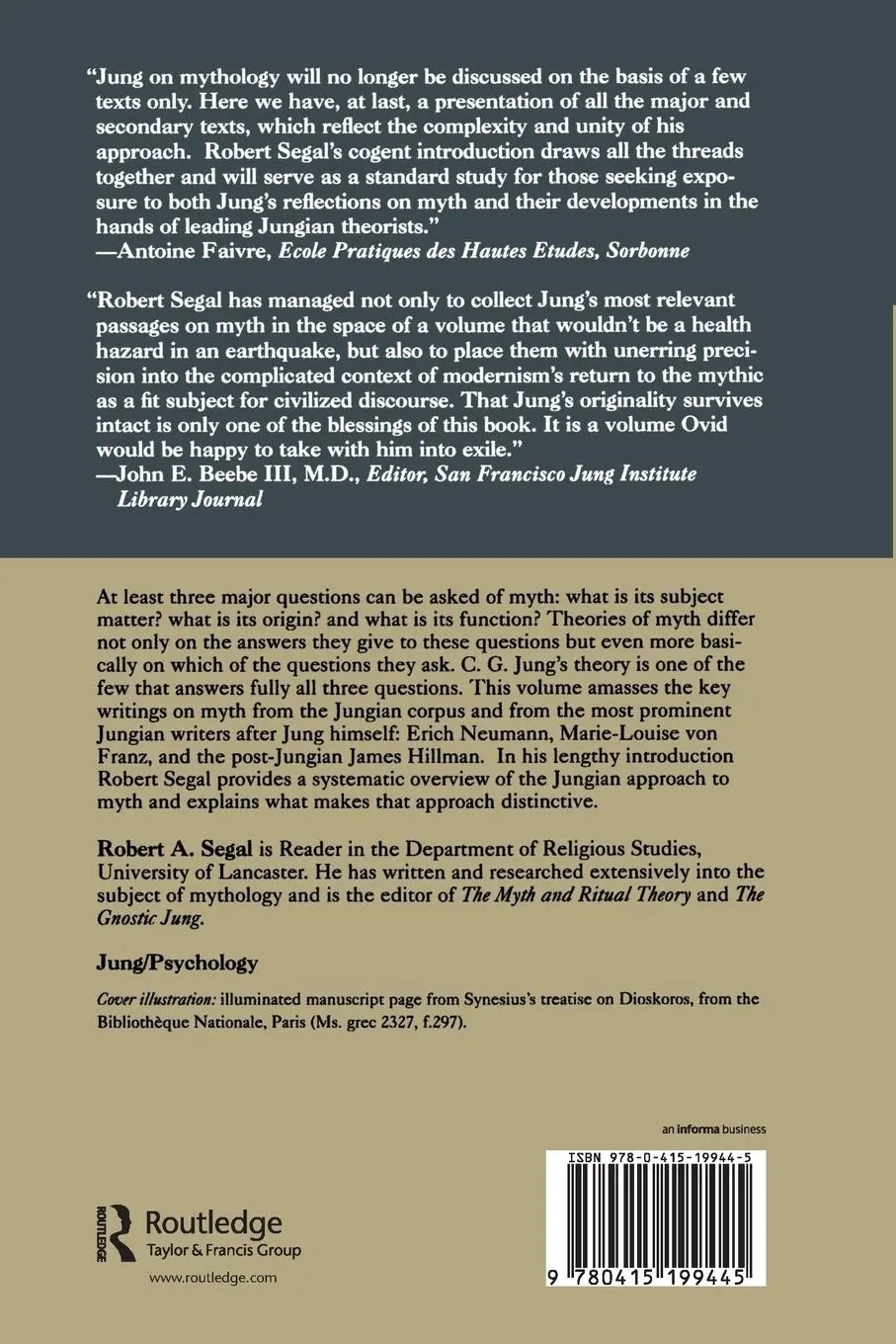 Rückseite: 9780415199445 | Jung on Mythology | C. G. Jung | Taschenbuch | Englisch | 1998