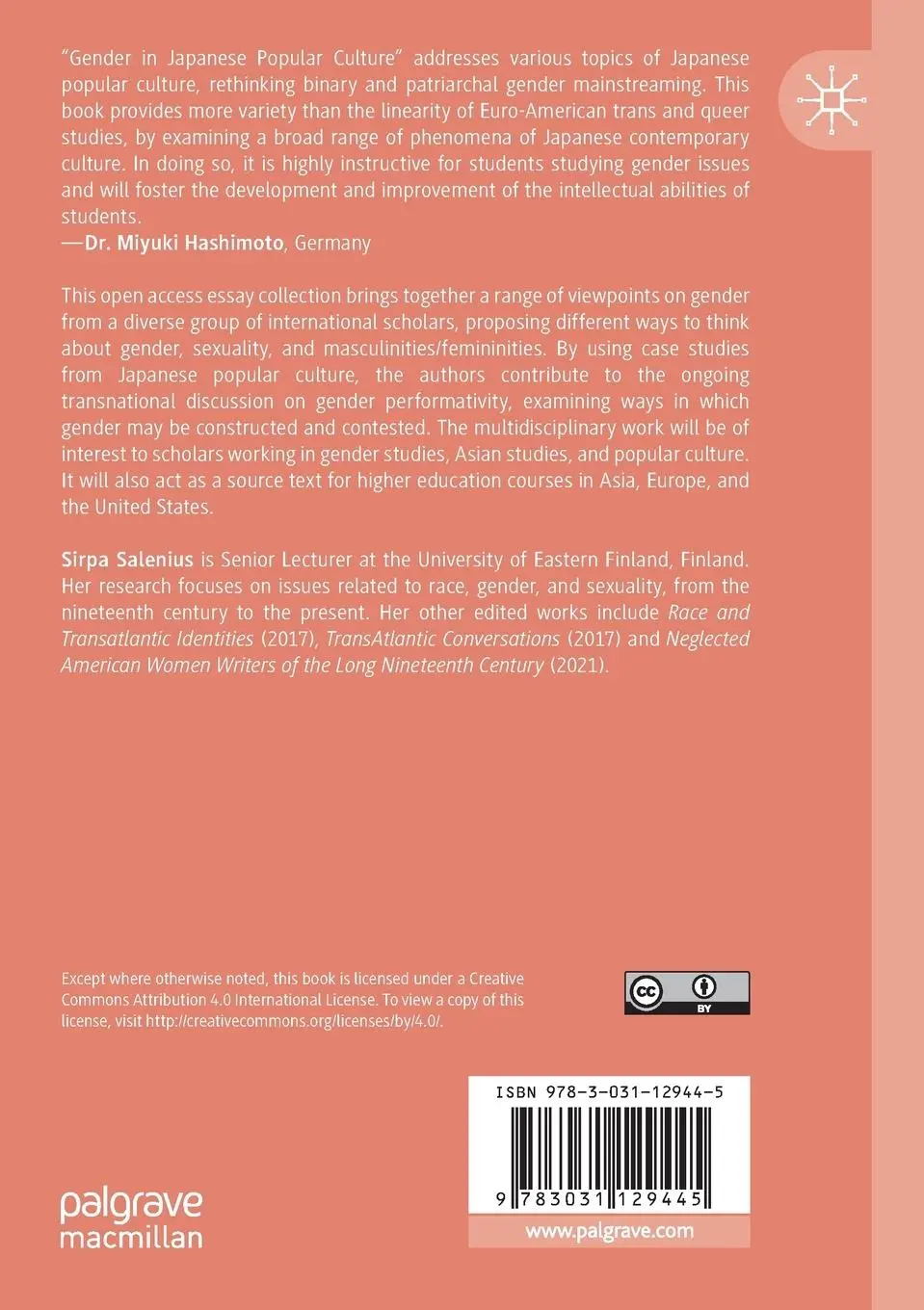 Rückseite: 9783031129445 | Gender in Japanese Popular Culture | Sirpa Salenius | Taschenbuch