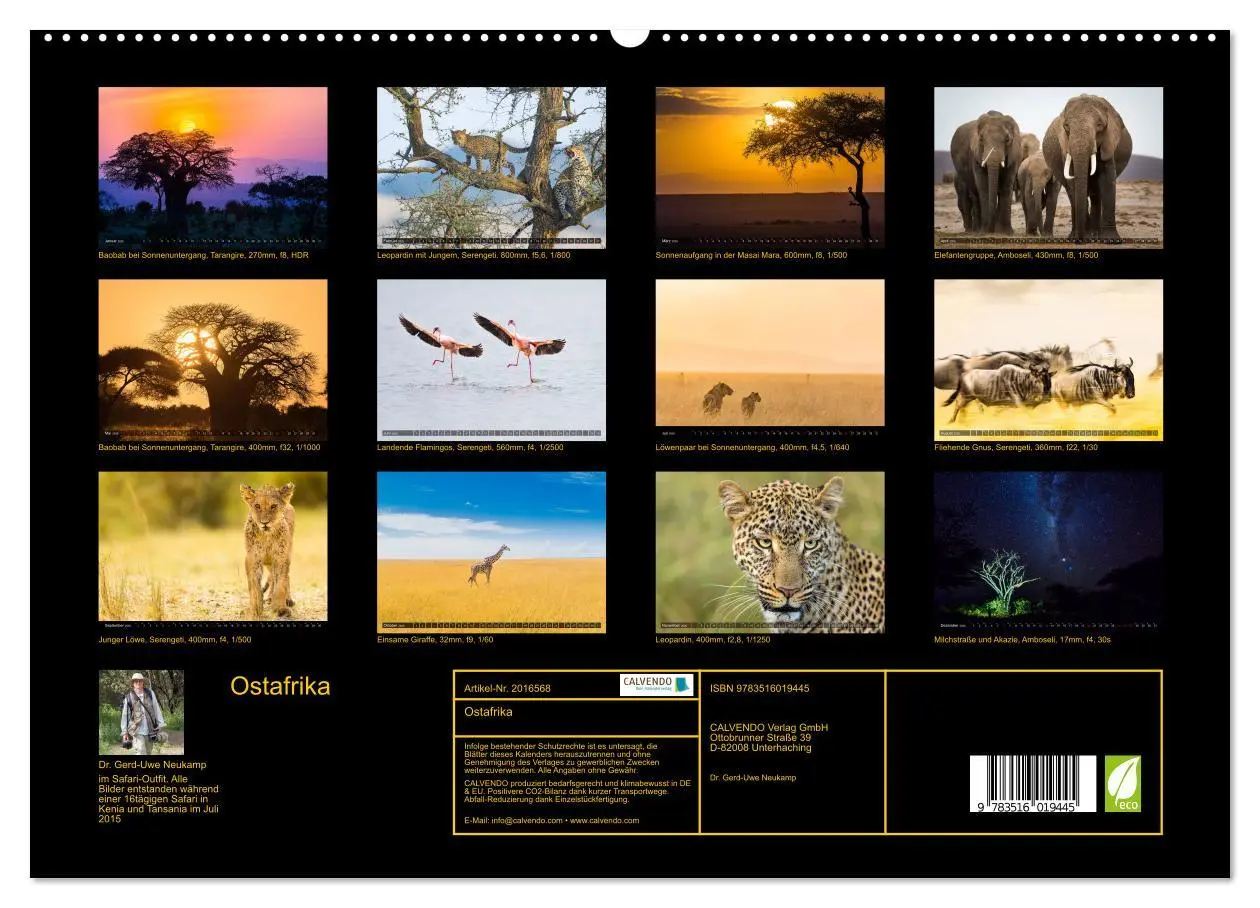 Bild: 9783516019445 | Ostafrika (hochwertiger Premium Wandkalender 2026 DIN A2 quer),...