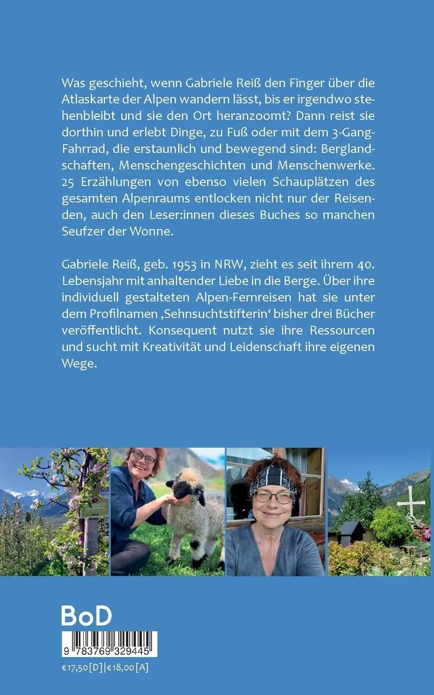 Rückseite: 9783769329445 | Wonneseufzer | Reiseerzählungen aus den Alpen | Gabriele Reiß | Buch