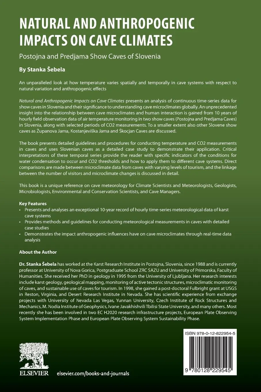 Rückseite: 9780128229545 | Natural and Anthropogenic Impacts on Cave Climates | Stanka Sebela