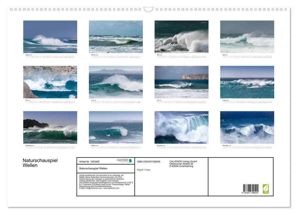 Bild: 9783457399545 | Naturschauspiel Wellen (Wandkalender 2026 DIN A2 quer), CALVENDO...