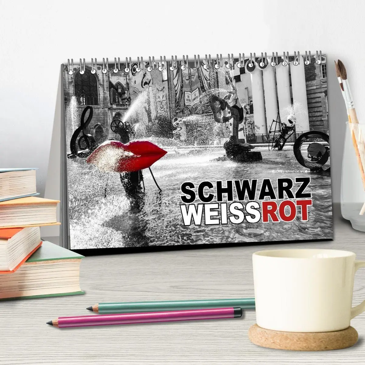 Bild: 9783516099645 | Schwarz - Weiß - Rot (Tischkalender 2026 DIN A5 quer), CALVENDO...