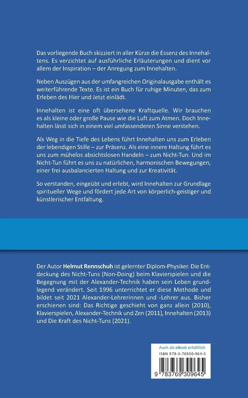 Rückseite: 9783769309645 | Innehalten kurzgefasst | Die Tiefe des Lebens entdecken | Rennschuh