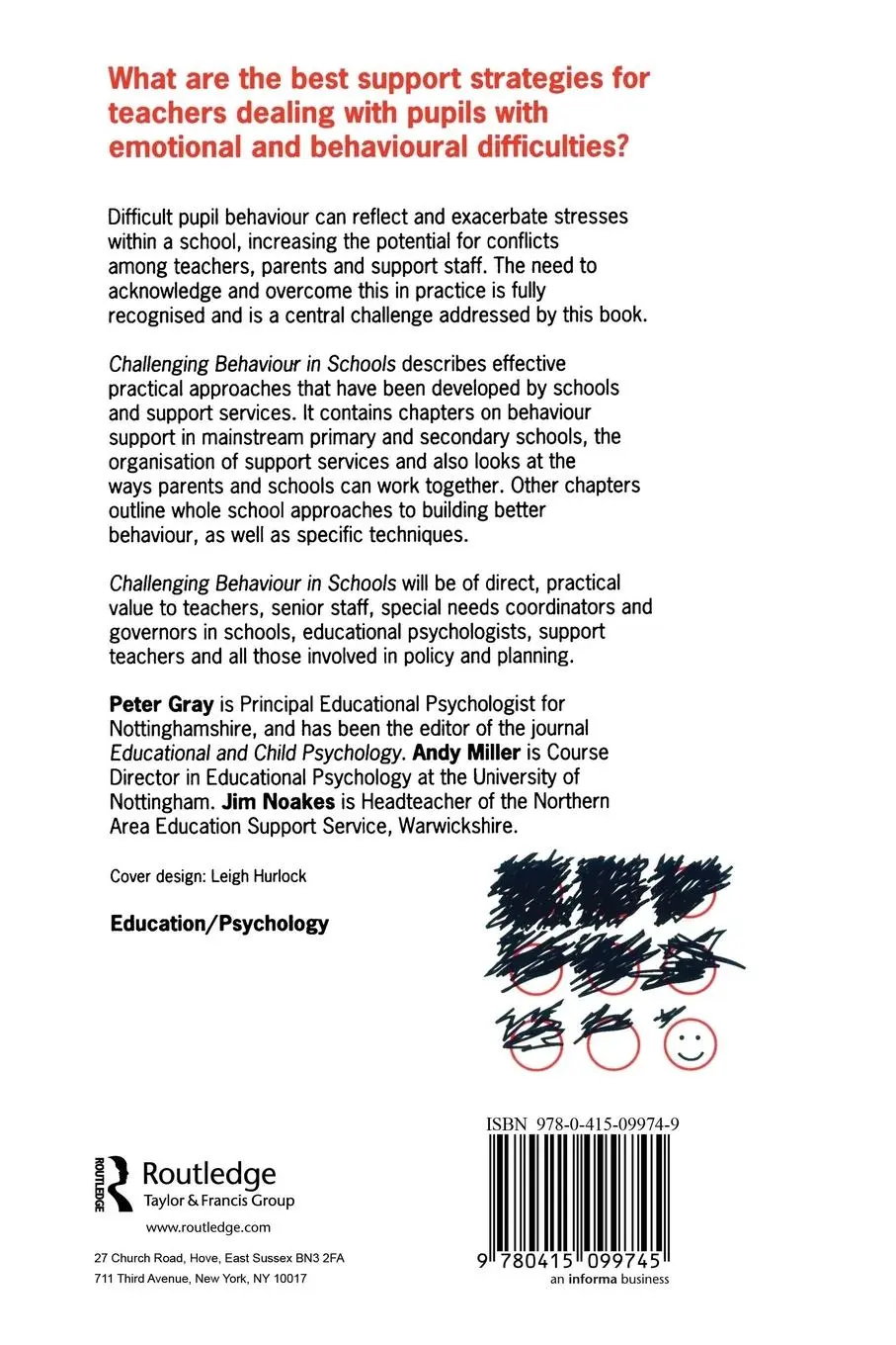 Rückseite: 9780415099745 | Challenging Behaviour in Schools | Peter Gray (u. a.) | Taschenbuch