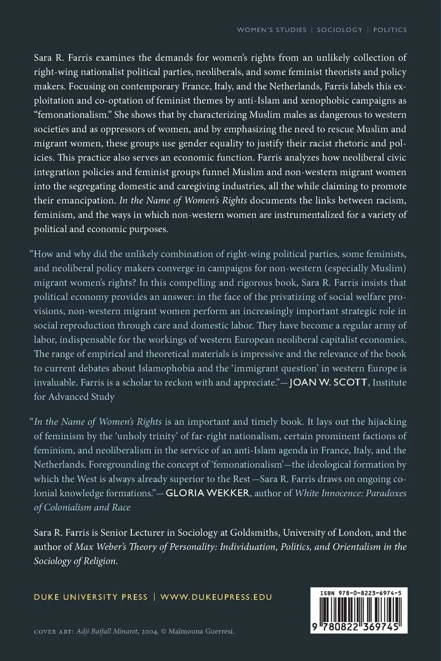 Rückseite: 9780822369745 | In the Name of Women's Rights | The Rise of Femonationalism | Farris