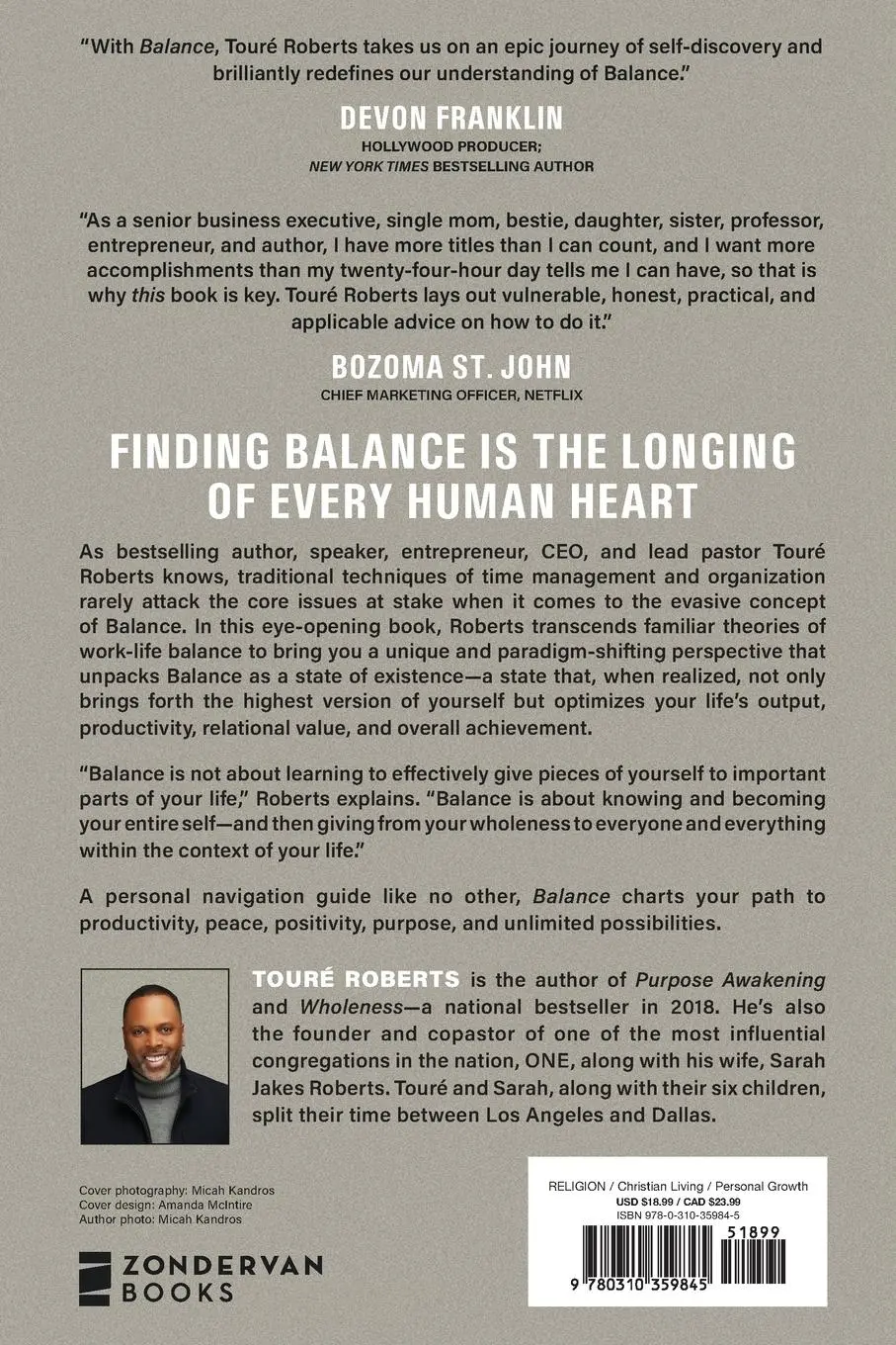 Rückseite: 9780310359845 | Balance | Positioning Yourself to Do All Things Well | Touré Roberts
