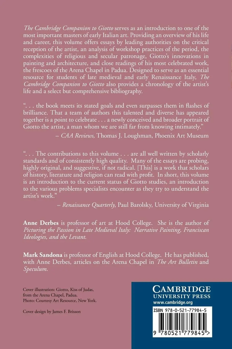 Rückseite: 9780521779845 | The Cambridge Companion to Giotto | Anne Derbes (u. a.) | Taschenbuch