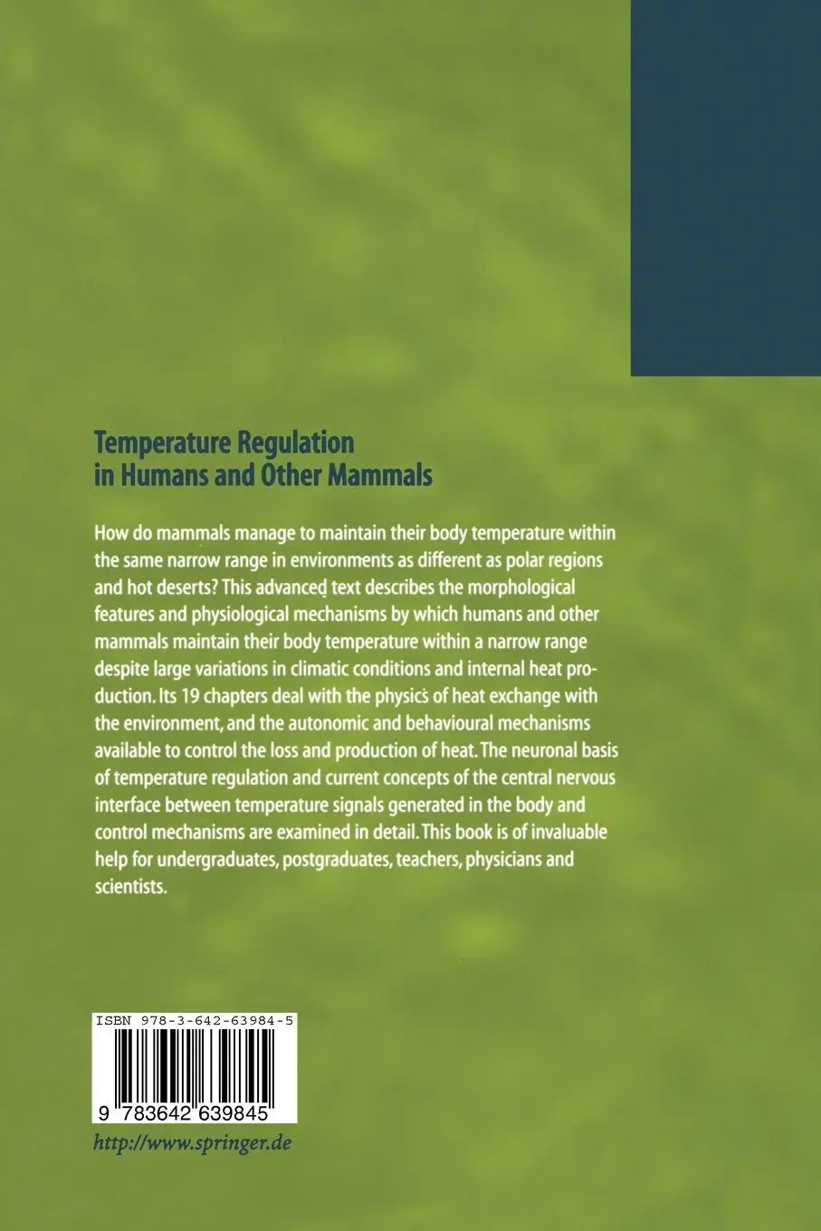 Rückseite: 9783642639845 | Temperature Regulation in Humans and Other Mammals | Claus Jessen | x