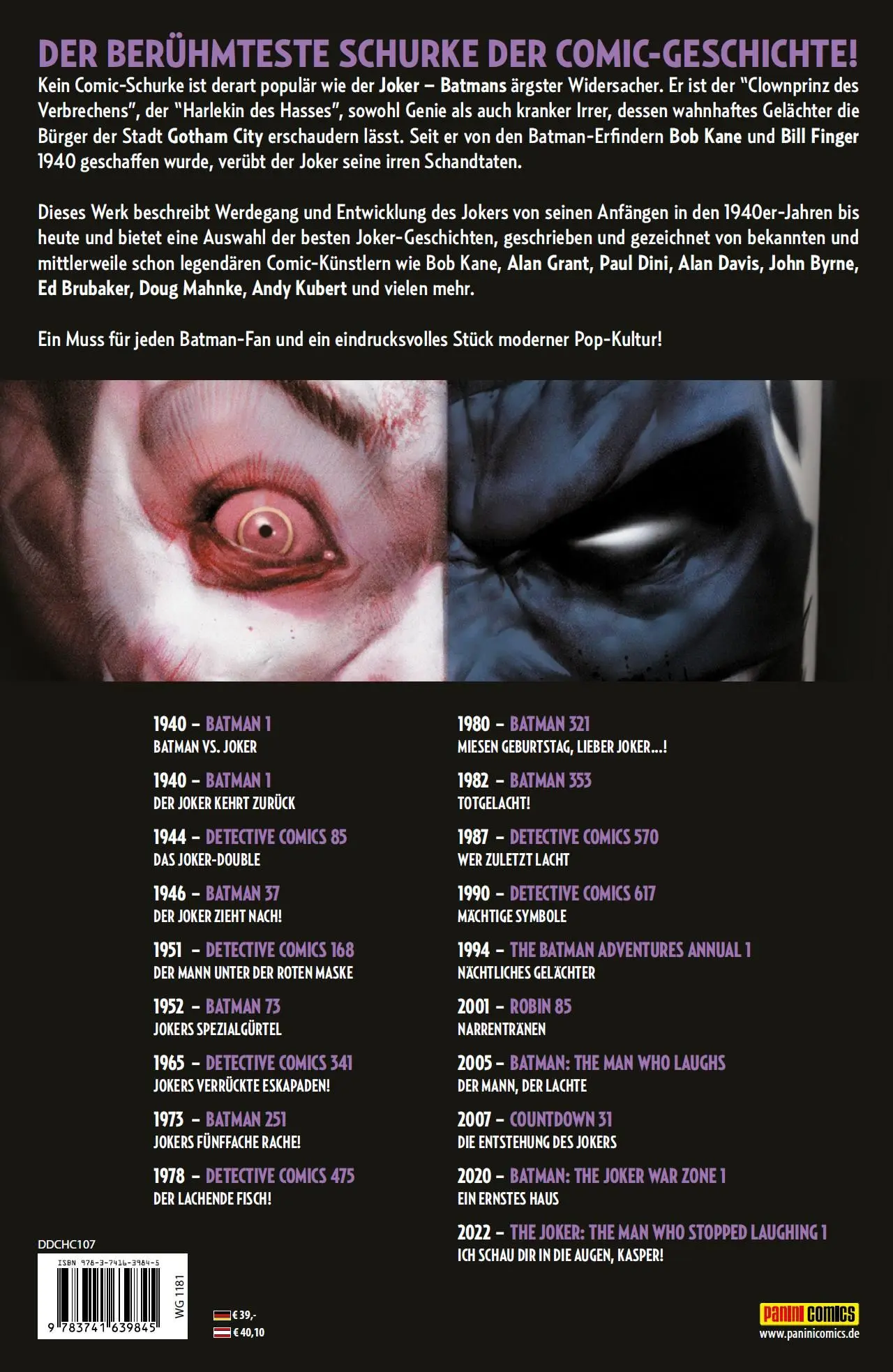 Rückseite: 9783741639845 | Die Joker Anthologie (Neuausgabe) | Bill Finger (u. a.) | Buch | 2024