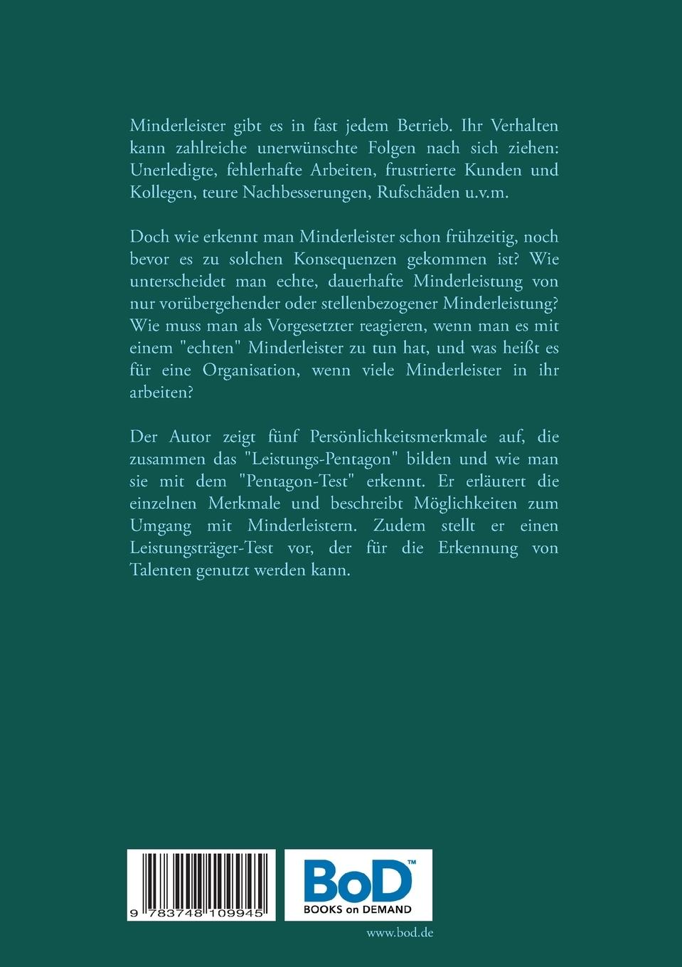 Rückseite: 9783748109945 | Minderleister von Leistungsträgern unterscheiden | Robert Düsterwald