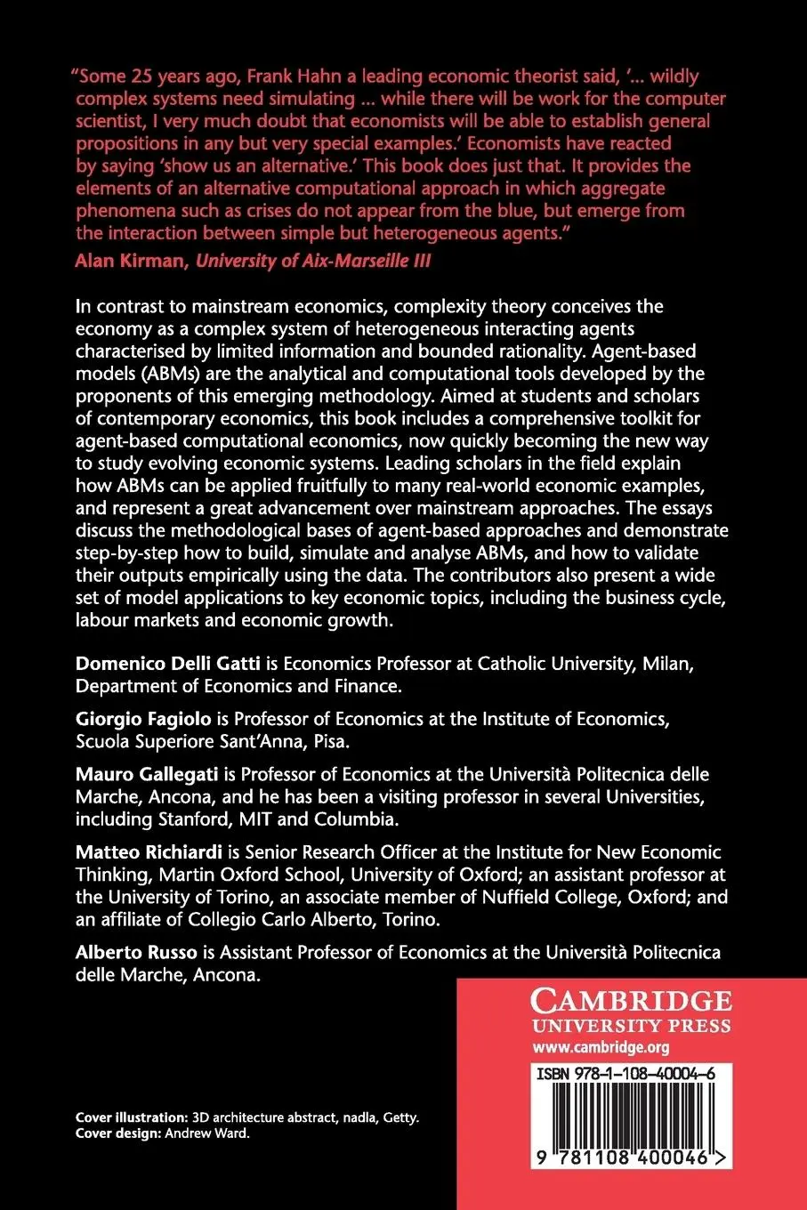 Rückseite: 9781108400046 | Agent-Based Models in Economics | Domenico Delli Gatti (u. a.) | Buch