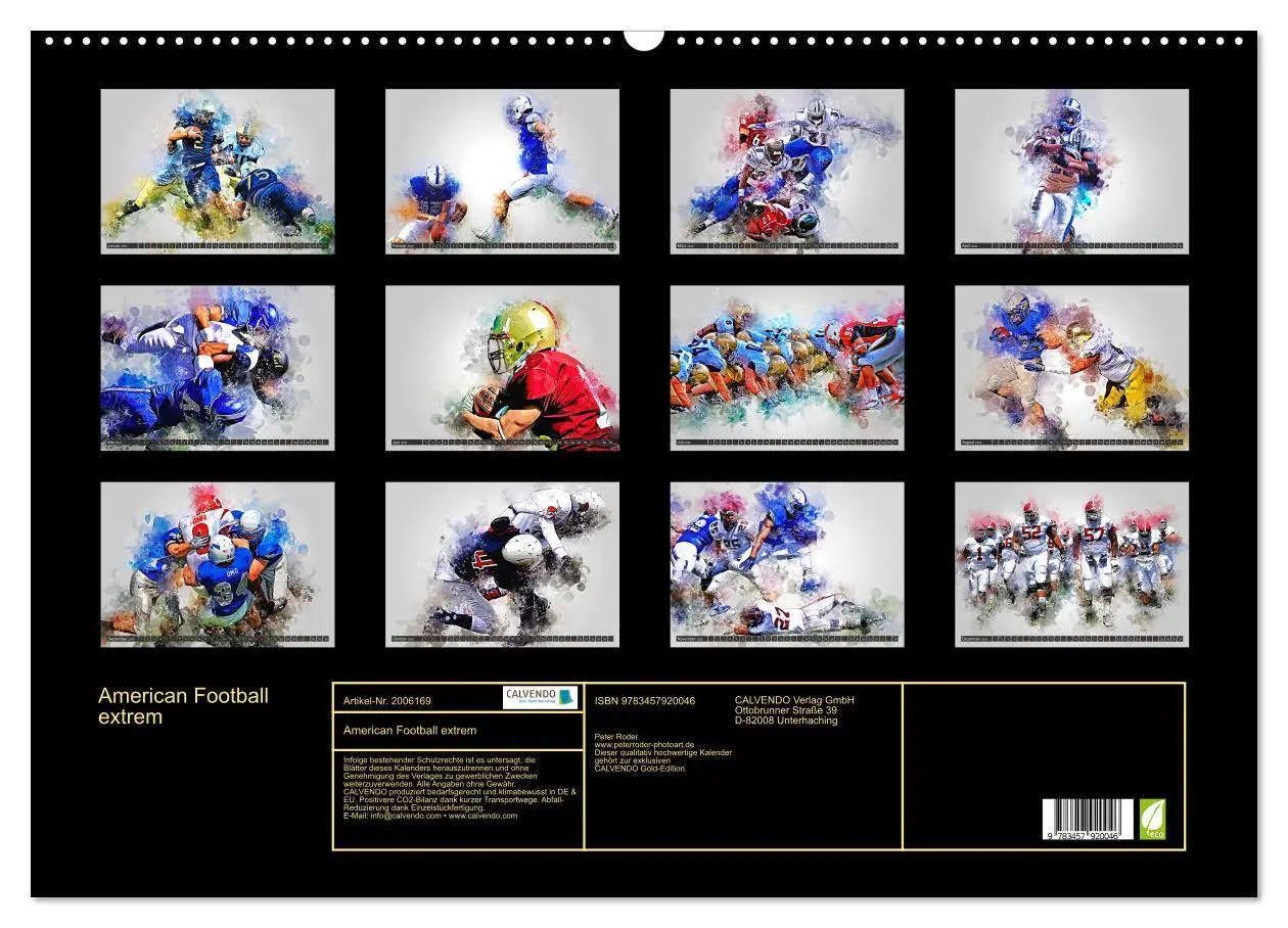 Bild: 9783457920046 | American Football extrem (Wandkalender 2026 DIN A2 quer), CALVENDO...