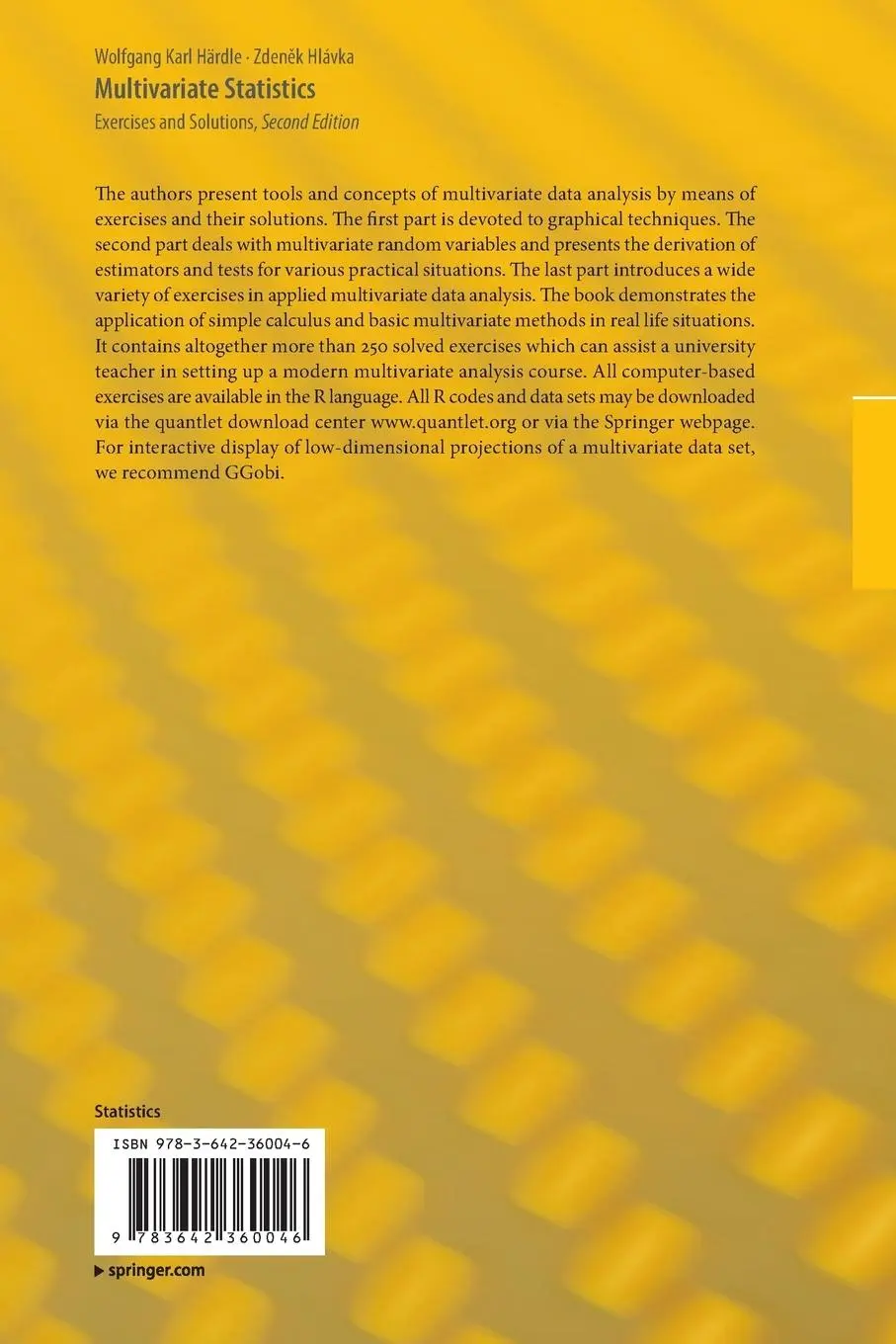 Rückseite: 9783642360046 | Multivariate Statistics | Exercises and Solutions | Hlávka (u. a.)