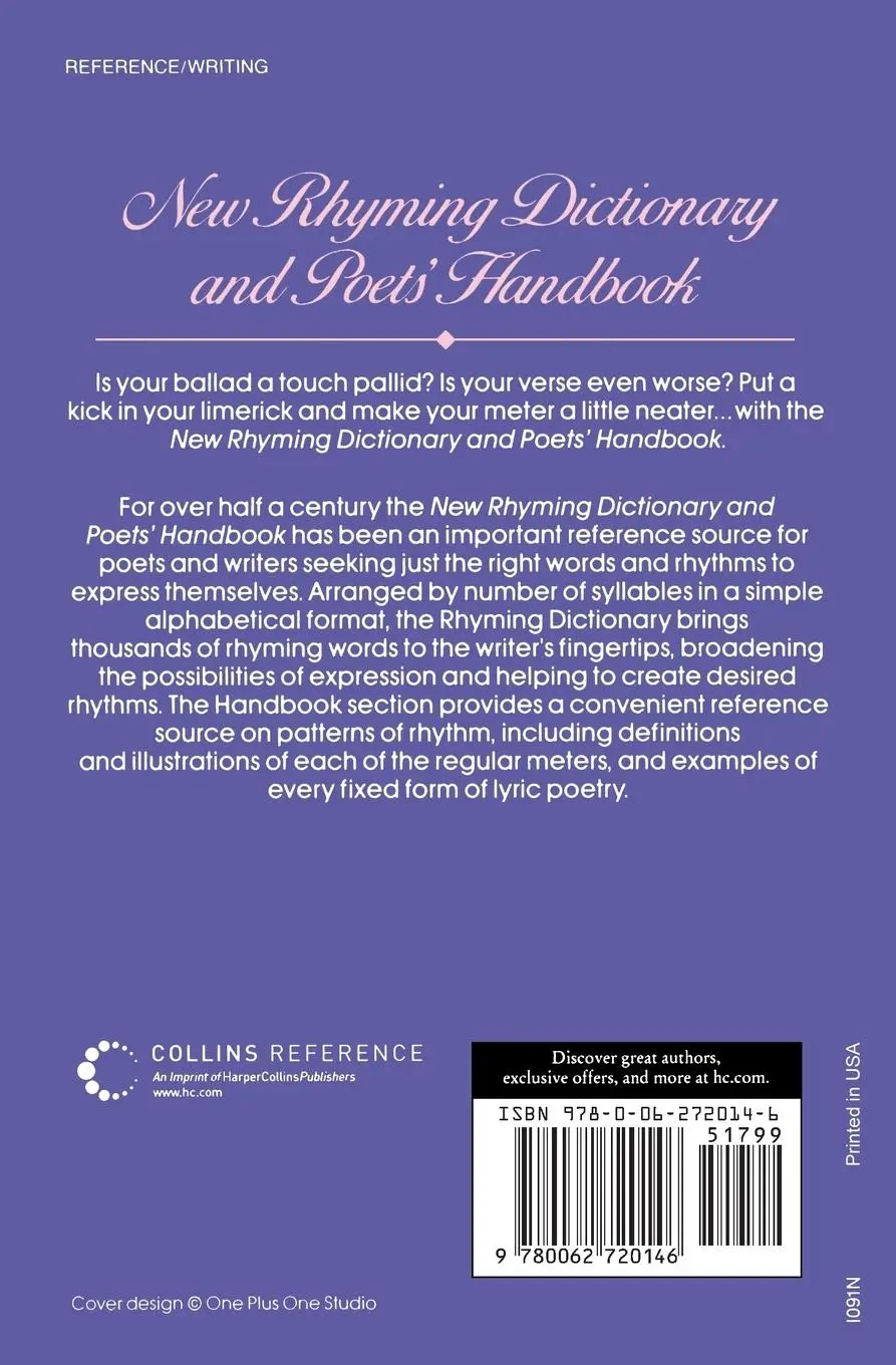 Rückseite: 9780062720146 | New Rhyming Dictionary and Poets' Handbook | Burges Johnson | Buch