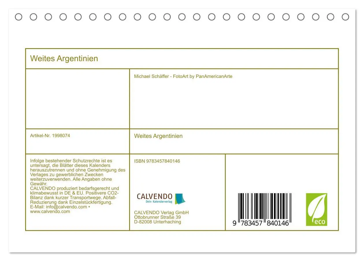 Bild: 9783457840146 | Weites Argentinien (Tischkalender 2026 DIN A5 quer), CALVENDO...