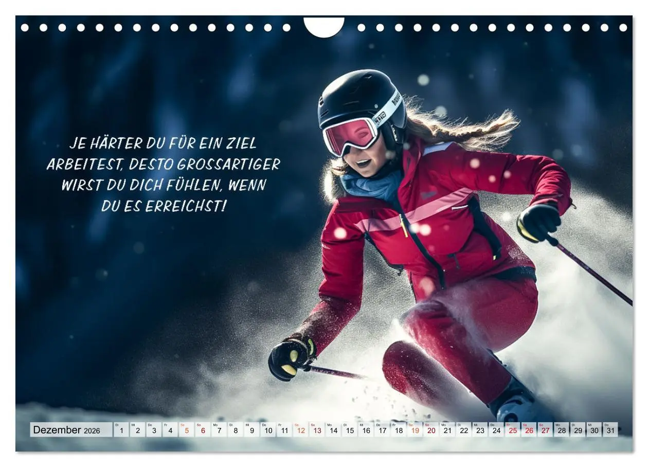 Bild: 9783457380246 | Motivation und Ski (Wandkalender 2026 DIN A4 quer), CALVENDO...