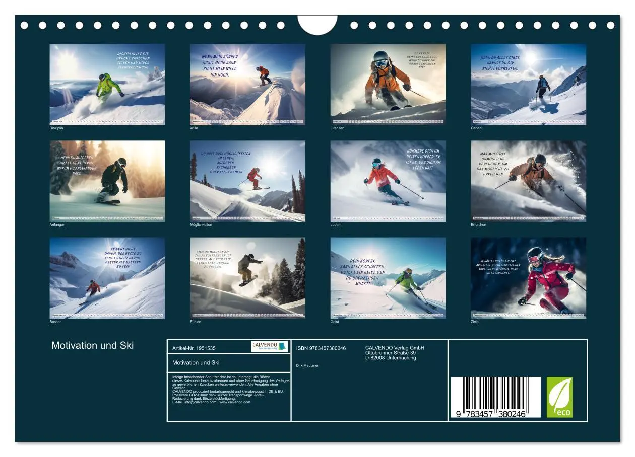 Bild: 9783457380246 | Motivation und Ski (Wandkalender 2026 DIN A4 quer), CALVENDO...