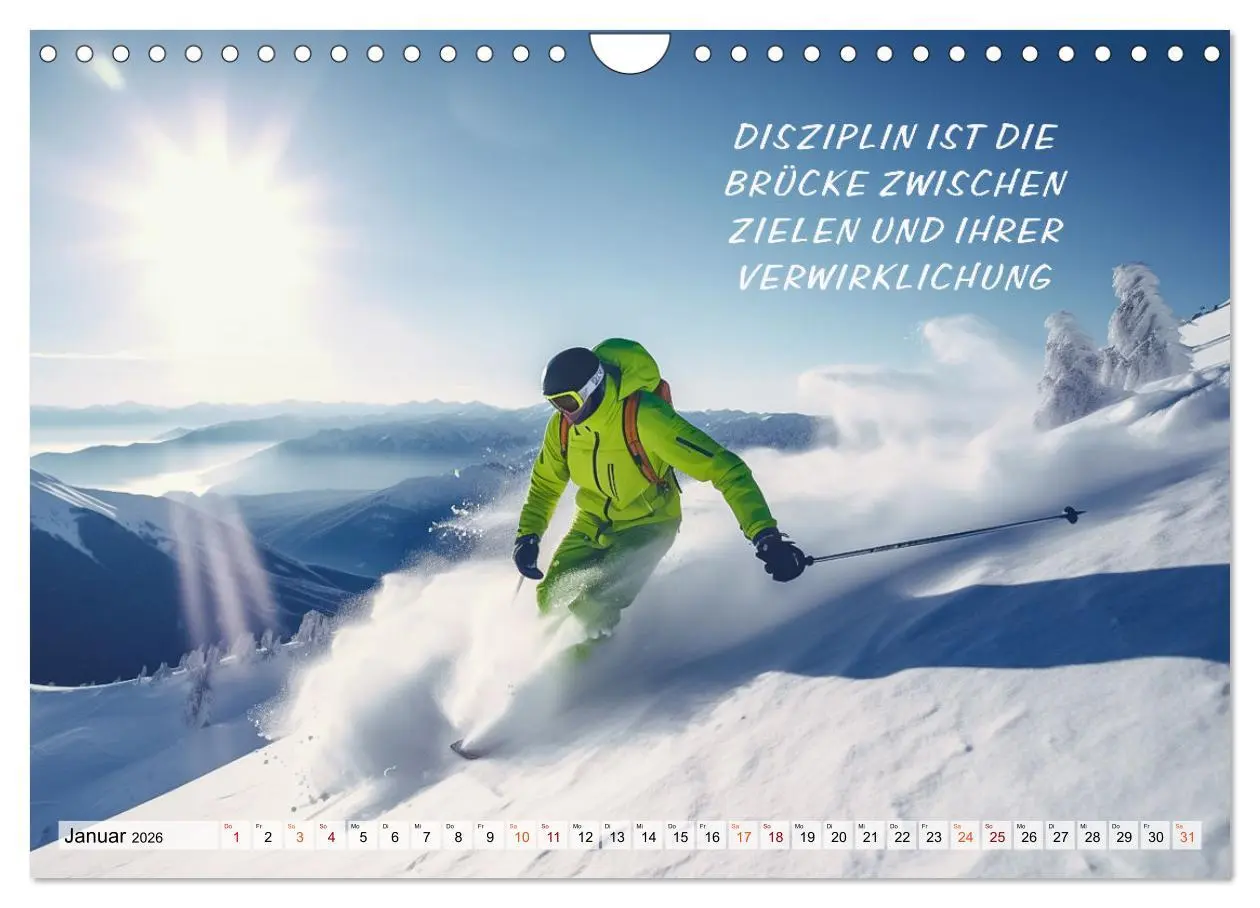 Bild: 9783457380246 | Motivation und Ski (Wandkalender 2026 DIN A4 quer), CALVENDO...