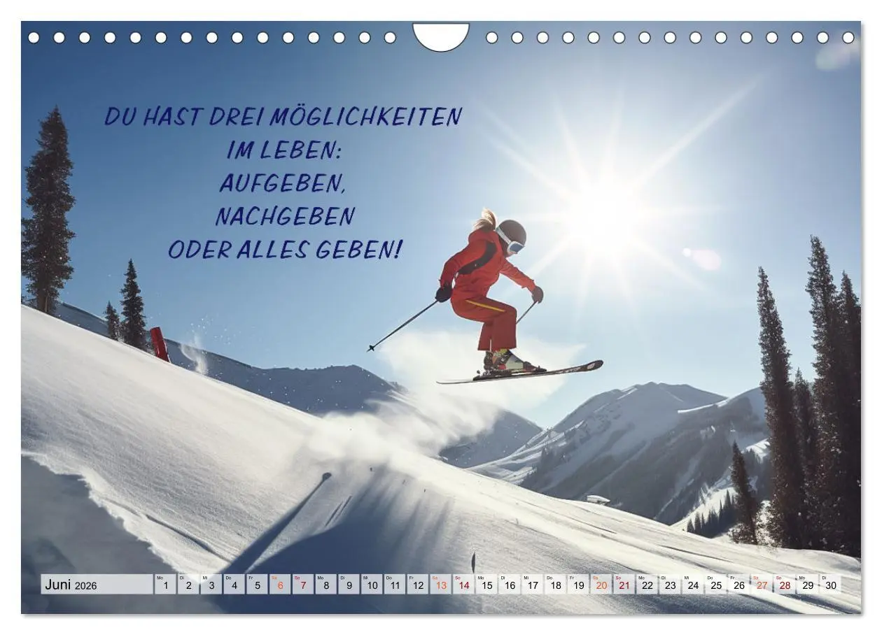 Bild: 9783457380246 | Motivation und Ski (Wandkalender 2026 DIN A4 quer), CALVENDO...