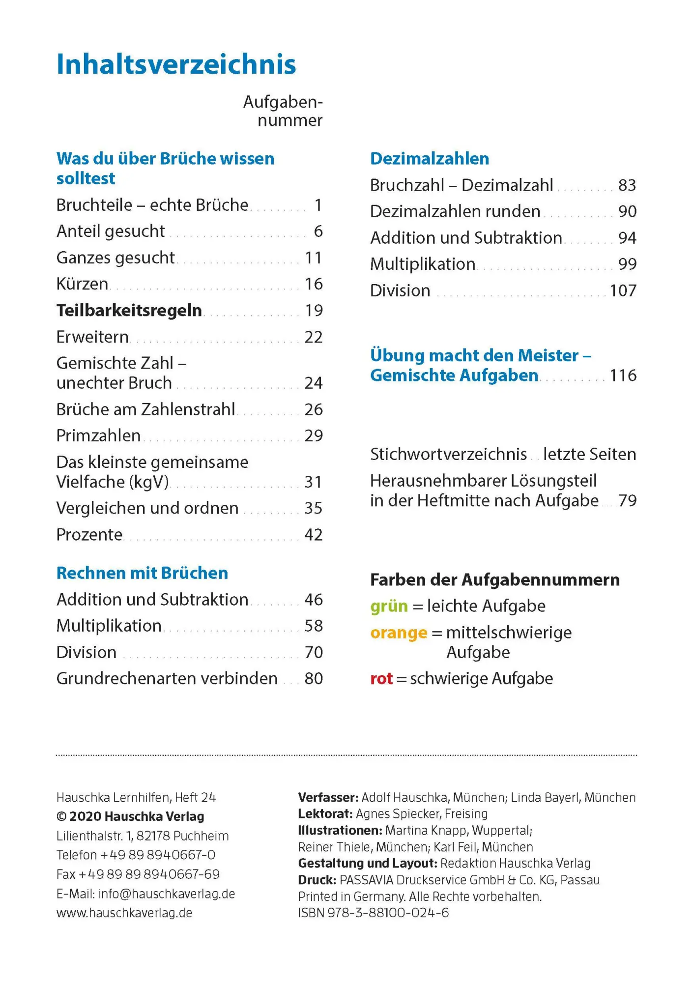 Bild: 9783881000246 | Bruchrechnen ab 6. Klasse | Adolf Hauschka | Taschenbuch | 96 S.